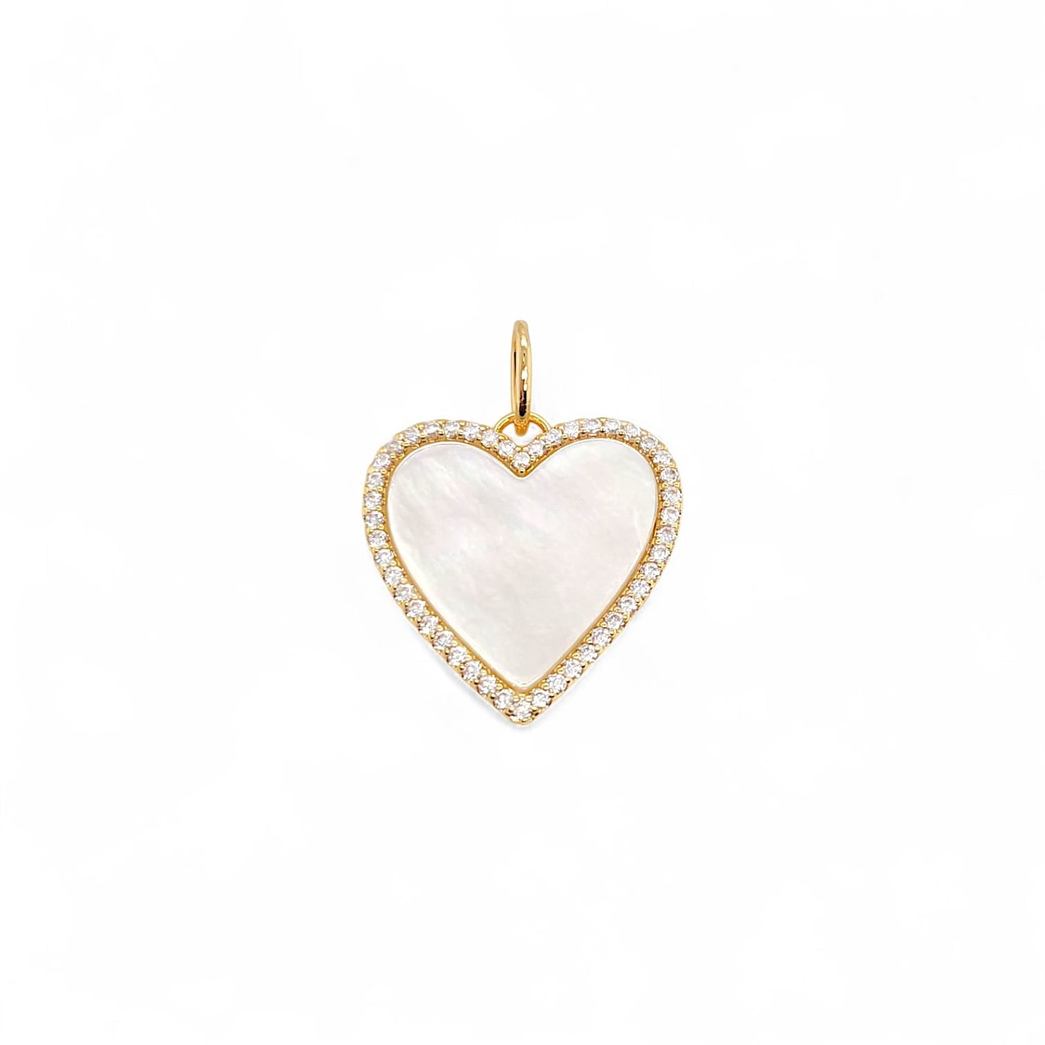 Gioia Charm Heart Necklace in Pearl - 18K Gold Plated Wholesale Jewelry