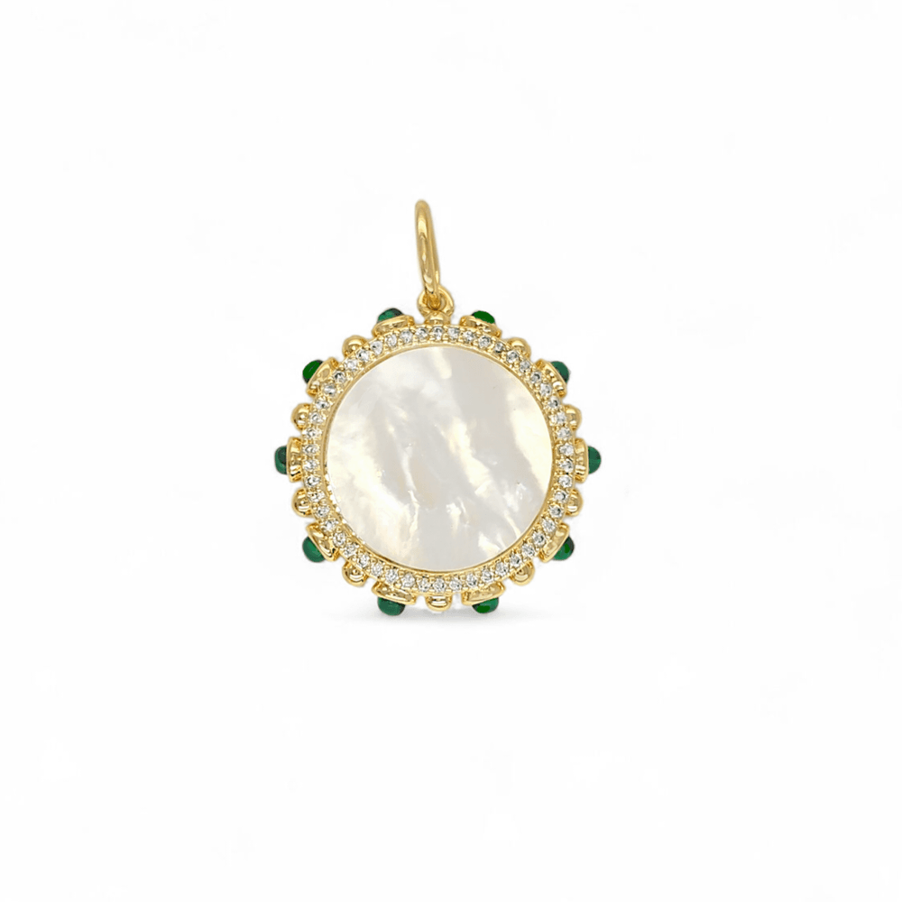 Solare Italy pearl Pendant Necklace in Malaquite - 18K Gold Plated Wholesale Jewelry