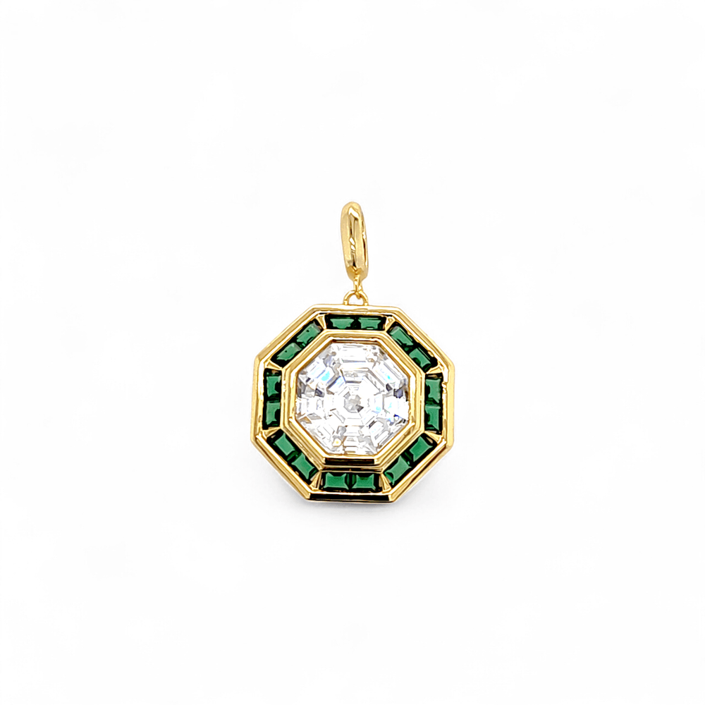 Regale boo Pendant Necklace in Green - 18K Gold Plated Wholesale Jewelry