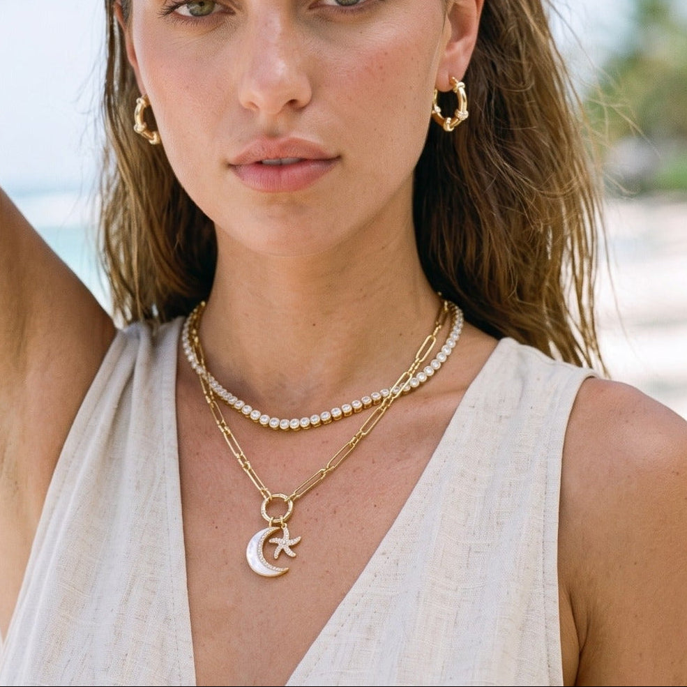 Fiore Moon Pendant Necklace view 3