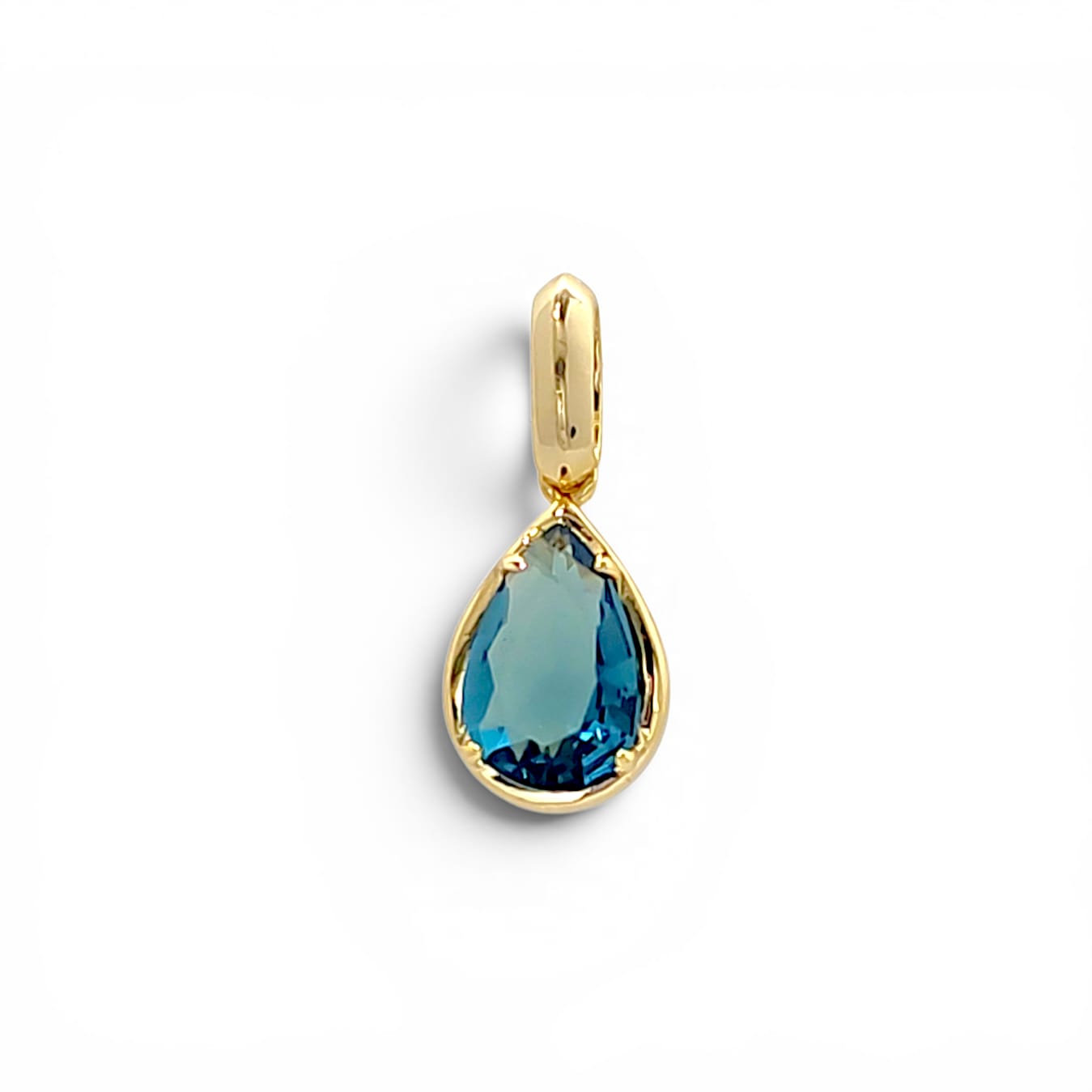 Amalfi Pear Cut Bezel Pendant Necklace in Blue tanzanite - 18K Gold Plated Wholesale Jewelry