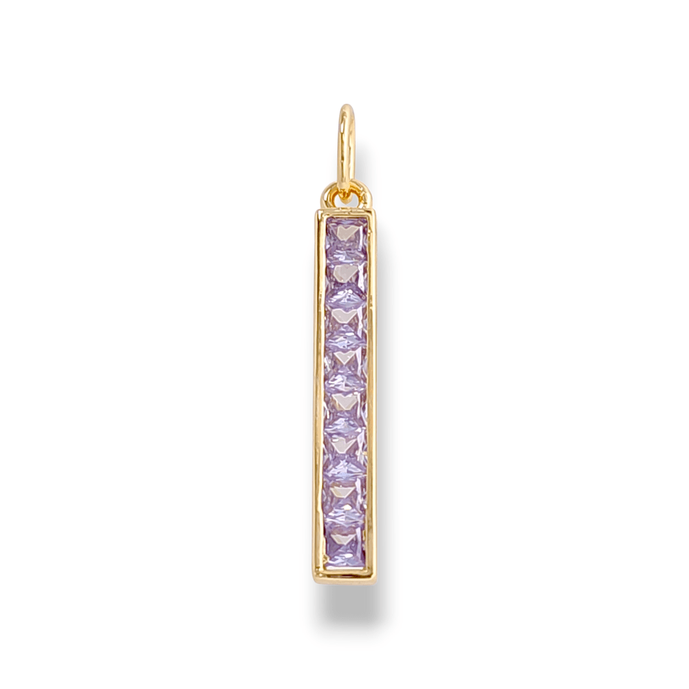 Siena Baguette Pendant Necklace in Lavander - 18K Gold Plated Wholesale Jewelry