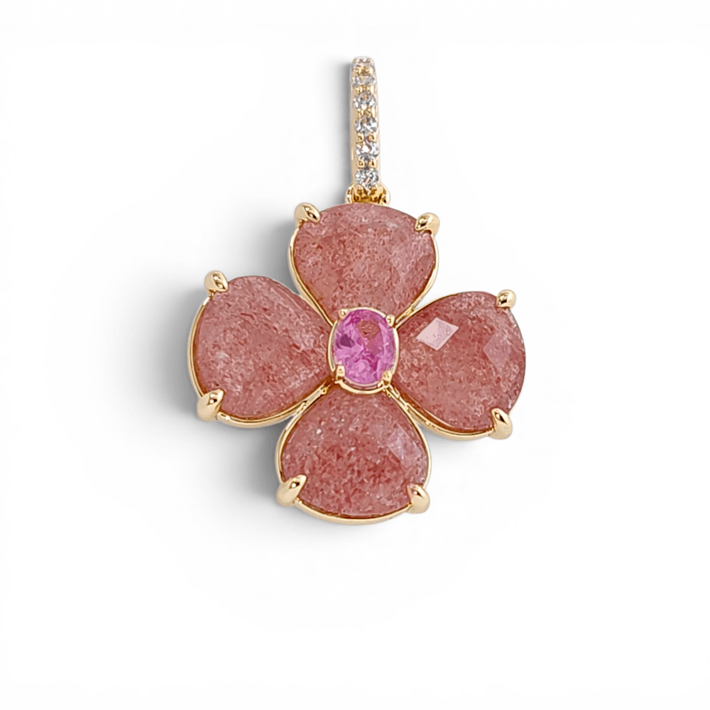 Gemma Sonya Flower Pendant Necklace in Rose - 18K Gold Plated Wholesale Jewelry