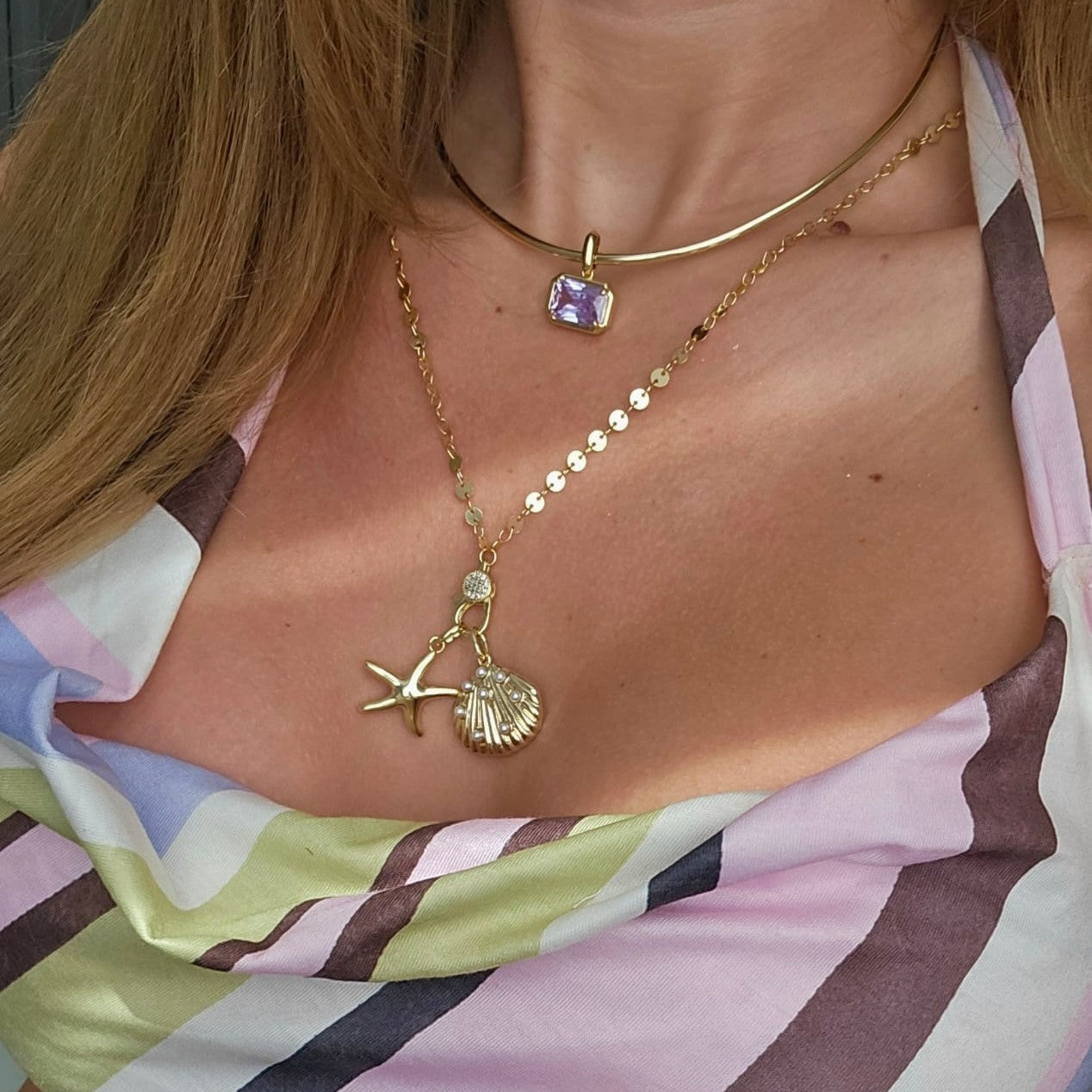 Gemma Cabochon Shell Pendant Necklace view 2