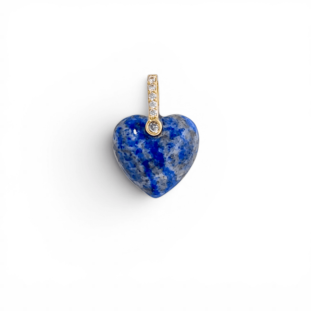 Solare Natural Stone Heart Pendant Necklace in Blue/Lapis - 18K Gold Plated Wholesale Jewelry