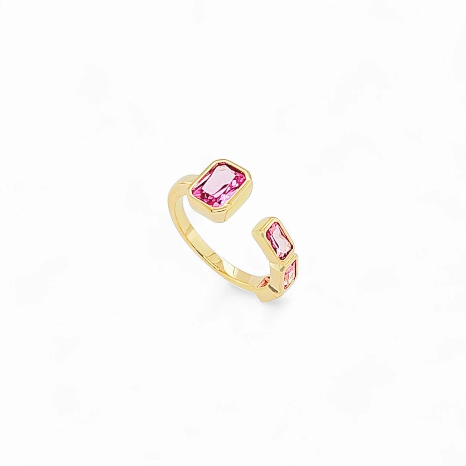 Regale Emerald Cut Pavés Cocktail Ring in Rose - 18K Gold Plated Wholesale Jewelry