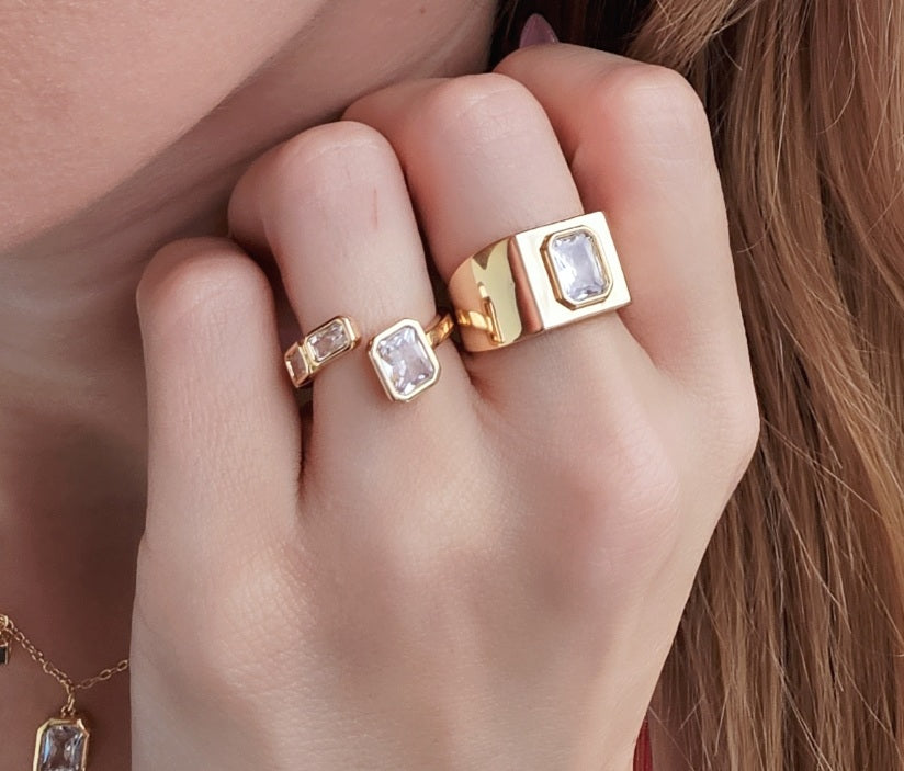 Regale Emerald Cut Pavés Cocktail Ring view 9