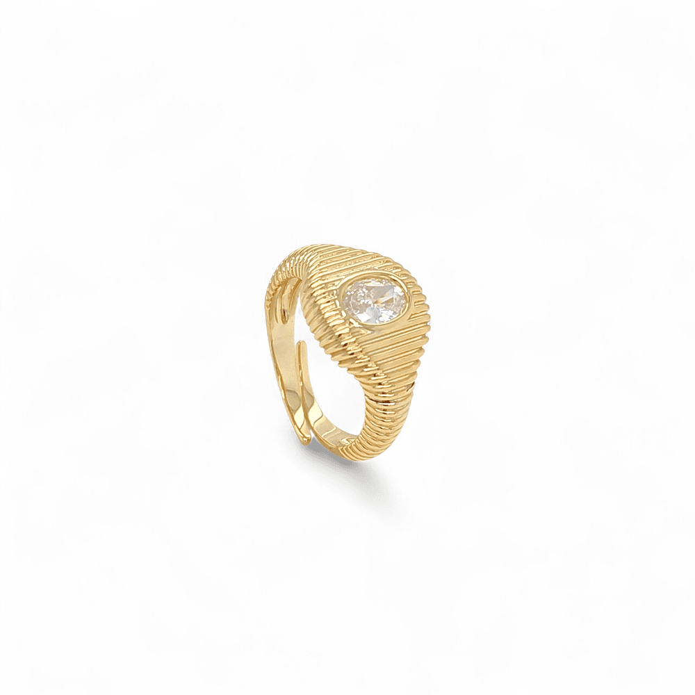 Gioia Cleopatra Cocktail Ring in Clear - 18K Gold Plated Wholesale Jewelry