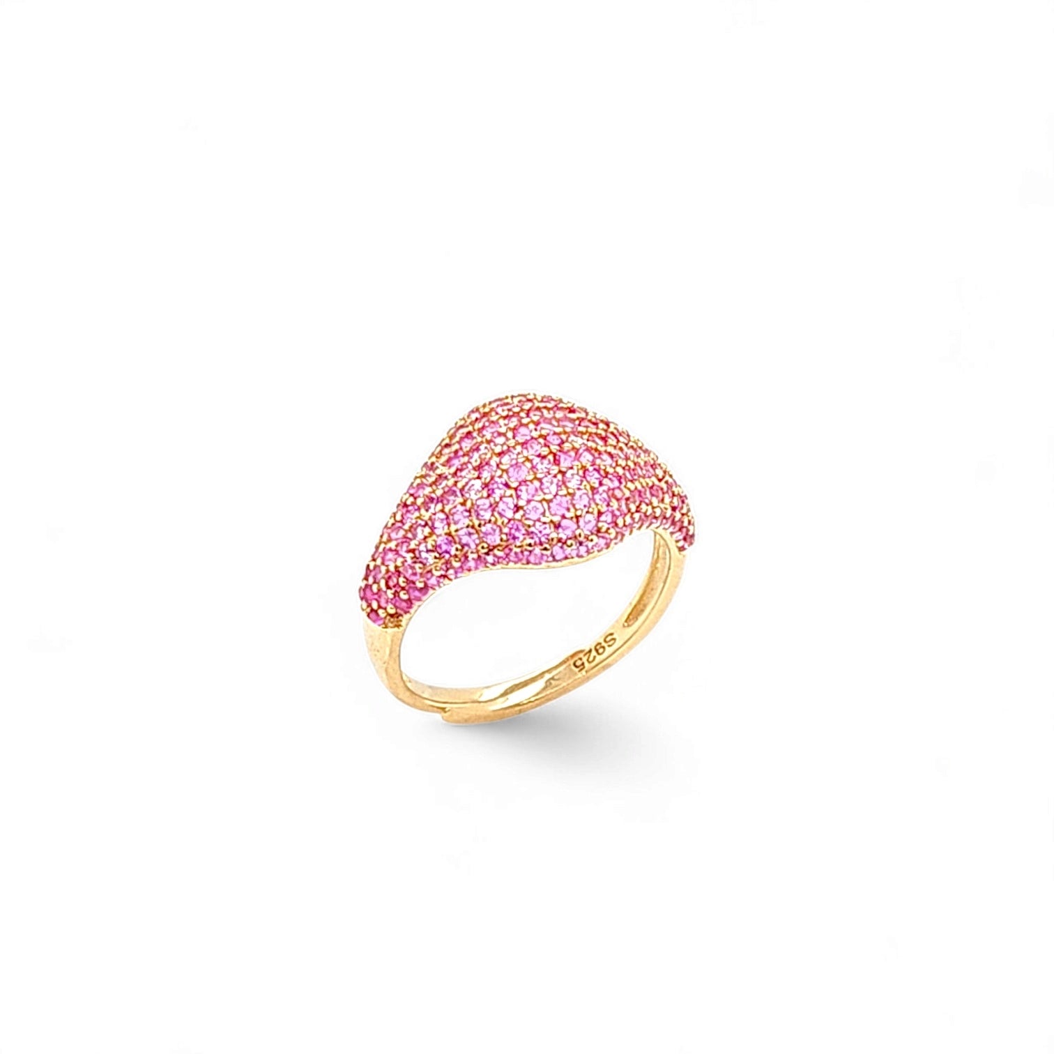 Fiore Pavé Pinky 18 GP Italian Craftsmanship Cocktail Ring in Rose - 18K Gold Plated Wholesale Jewelry