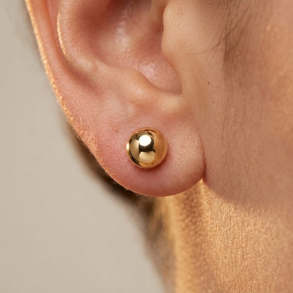 Dolce Brass Ball Pavé Studs view 2